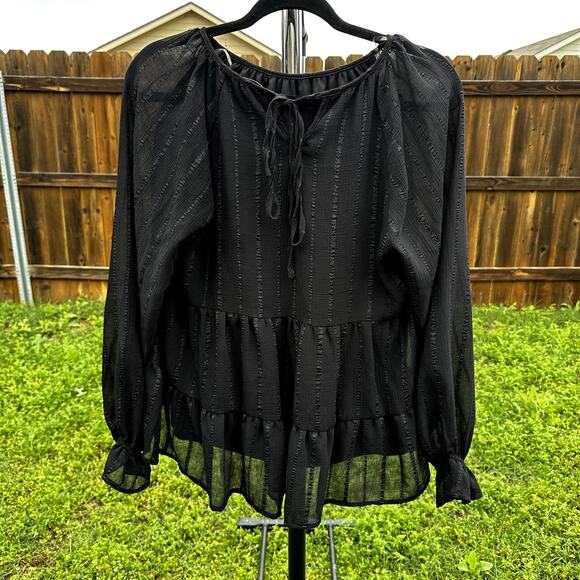 Andree by Unit Black Sheer long sleeve blouse Size Medium - Picture 3 of 5